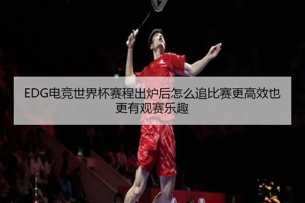 EDG电竞世界杯赛程出炉后怎么追比赛更高效也更有观赛乐趣
